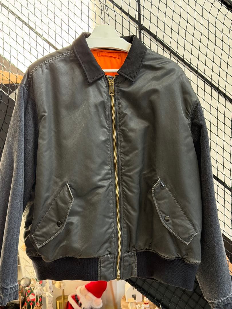 Supreme☆23SS☆Denim Sleeve Ma-1☆L☆Black☆黒