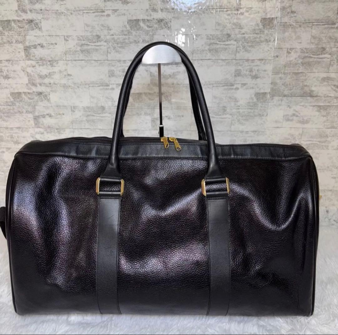ヴェルサーチ ボストンバッグ ブラック レザー 2way ショルダー付き