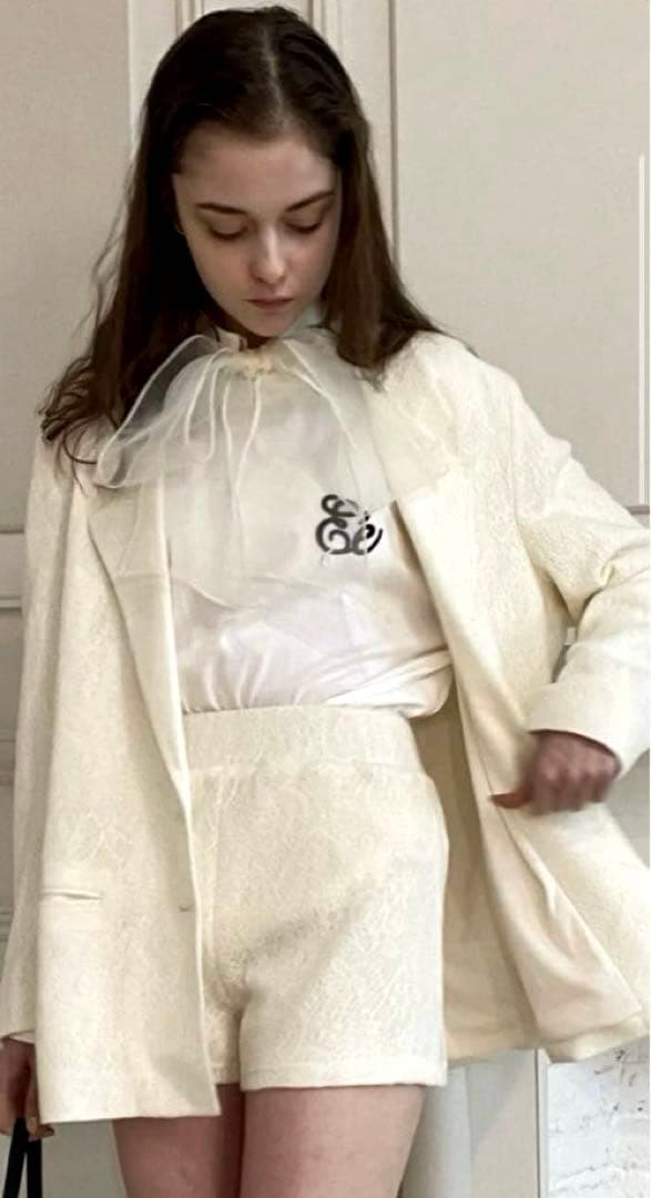 エピヌepine arm logo jacket lace レース ジャケット白