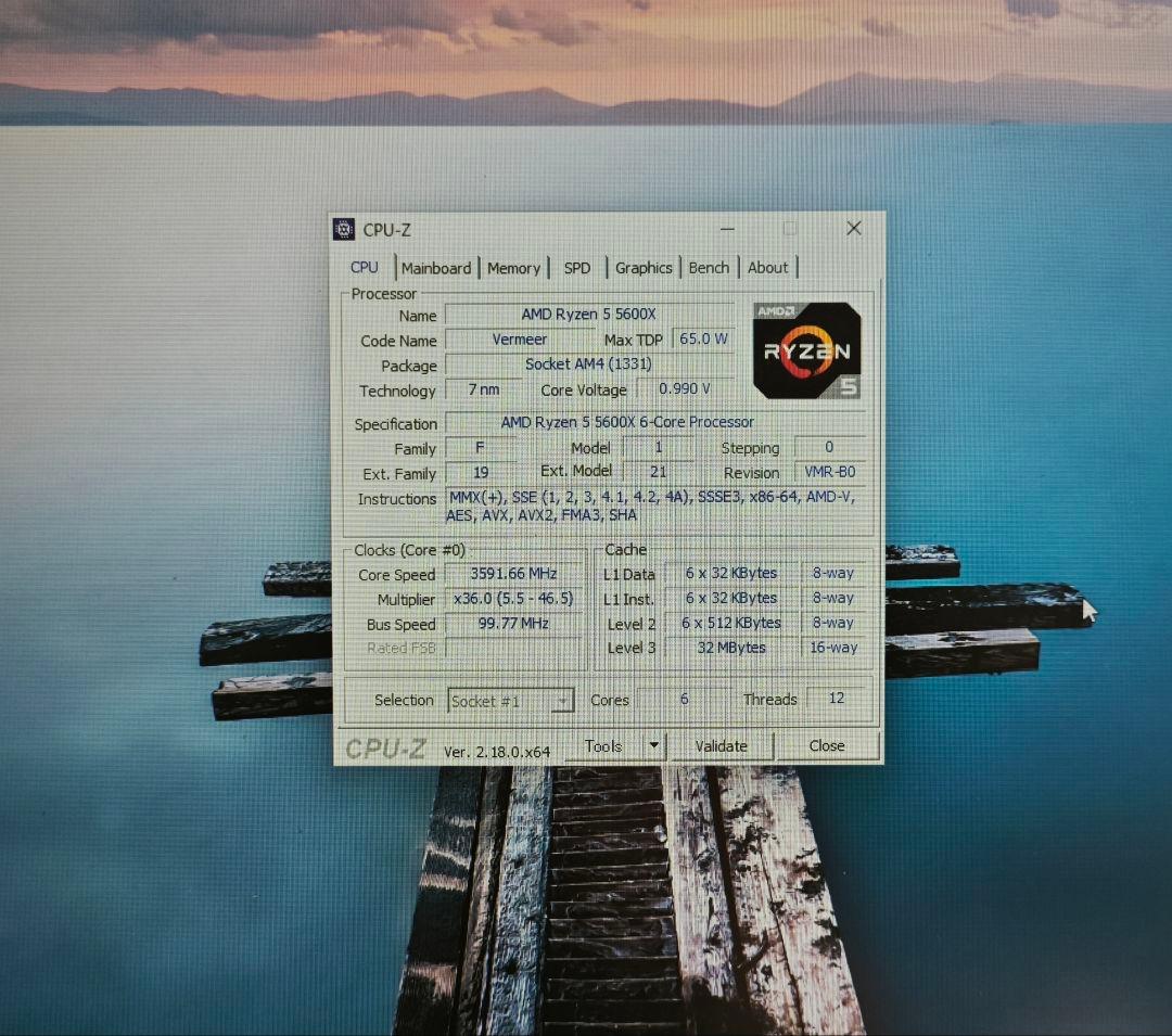 AMD Ryzen 5 5600X(6/12)AM4ソケットCPU 動作確認済み