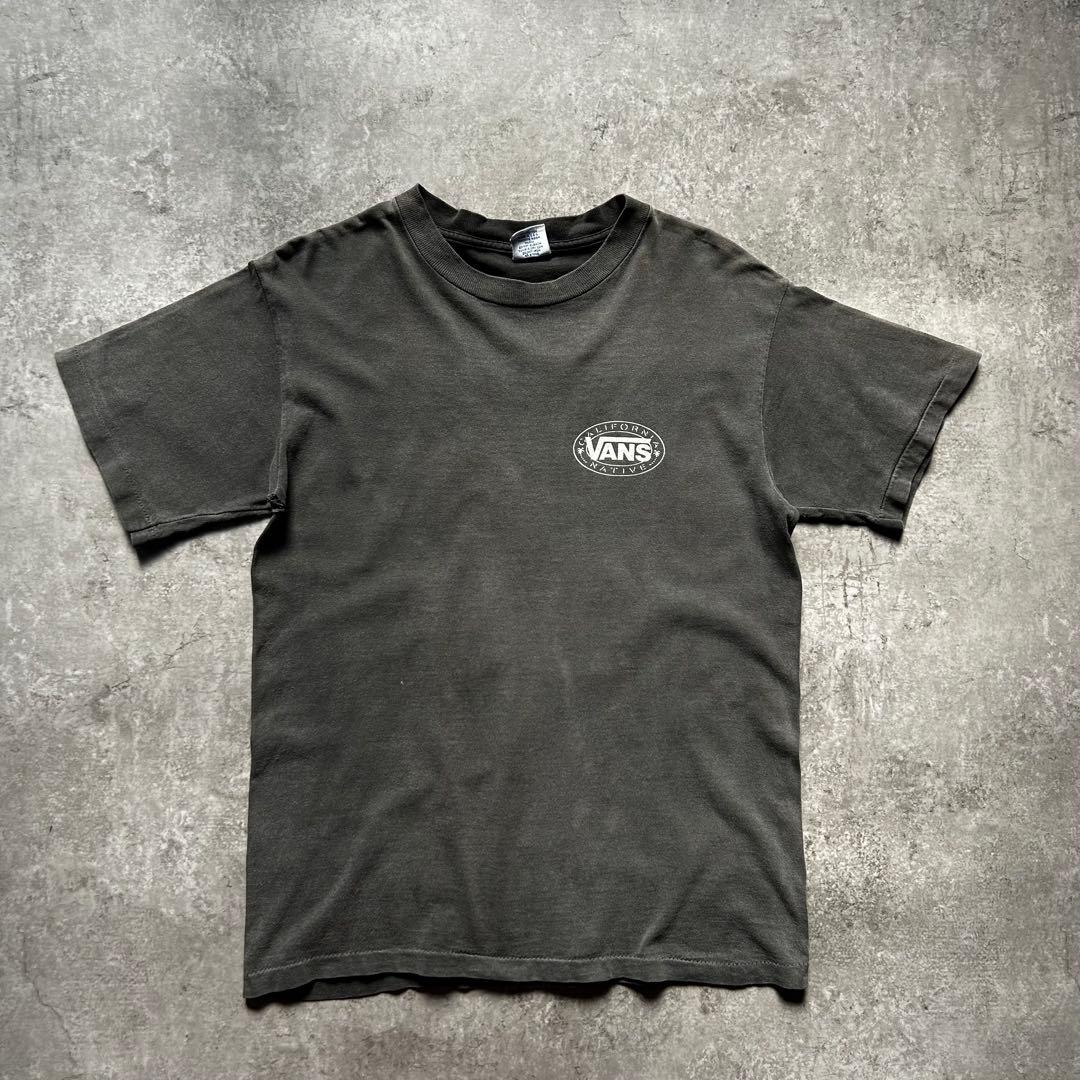90s vans ヴィンテージtシャツ USA製 墨黒 M doren