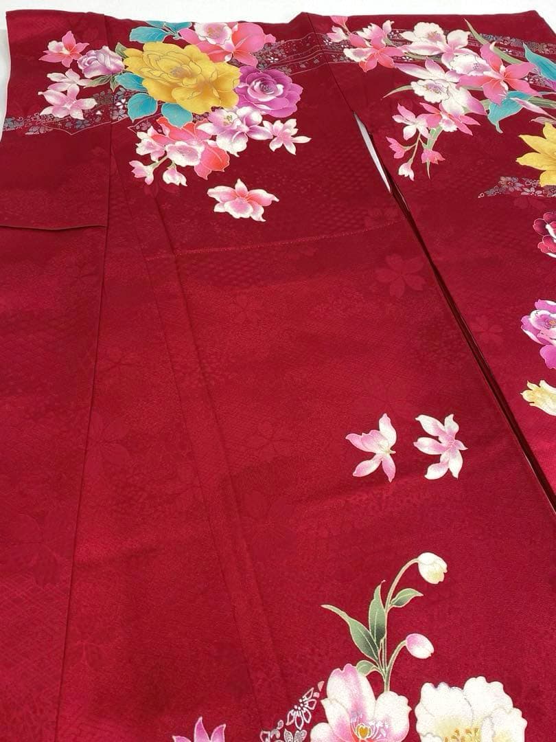 振袖 刺繍 銀彩 紋意匠 薔薇 大輪 身丈175cm 撥水加工済 トールサイズ